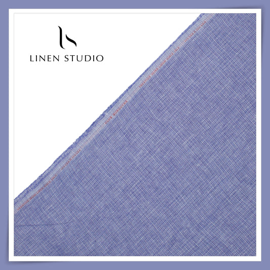 Burgoyne Exclusive 100 Lea Linen Shirting - Purplish Blue Checks