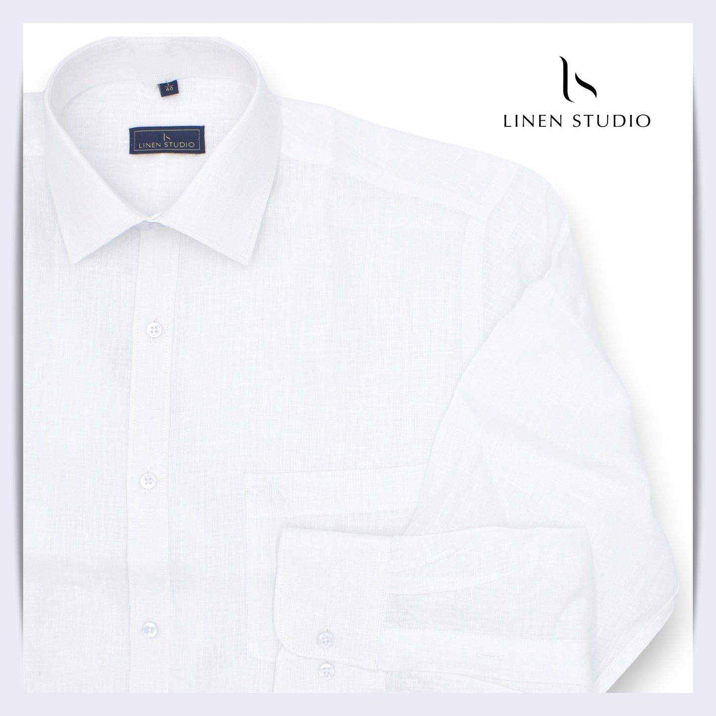 40 Lea White Readymade Pure Linen Shirt