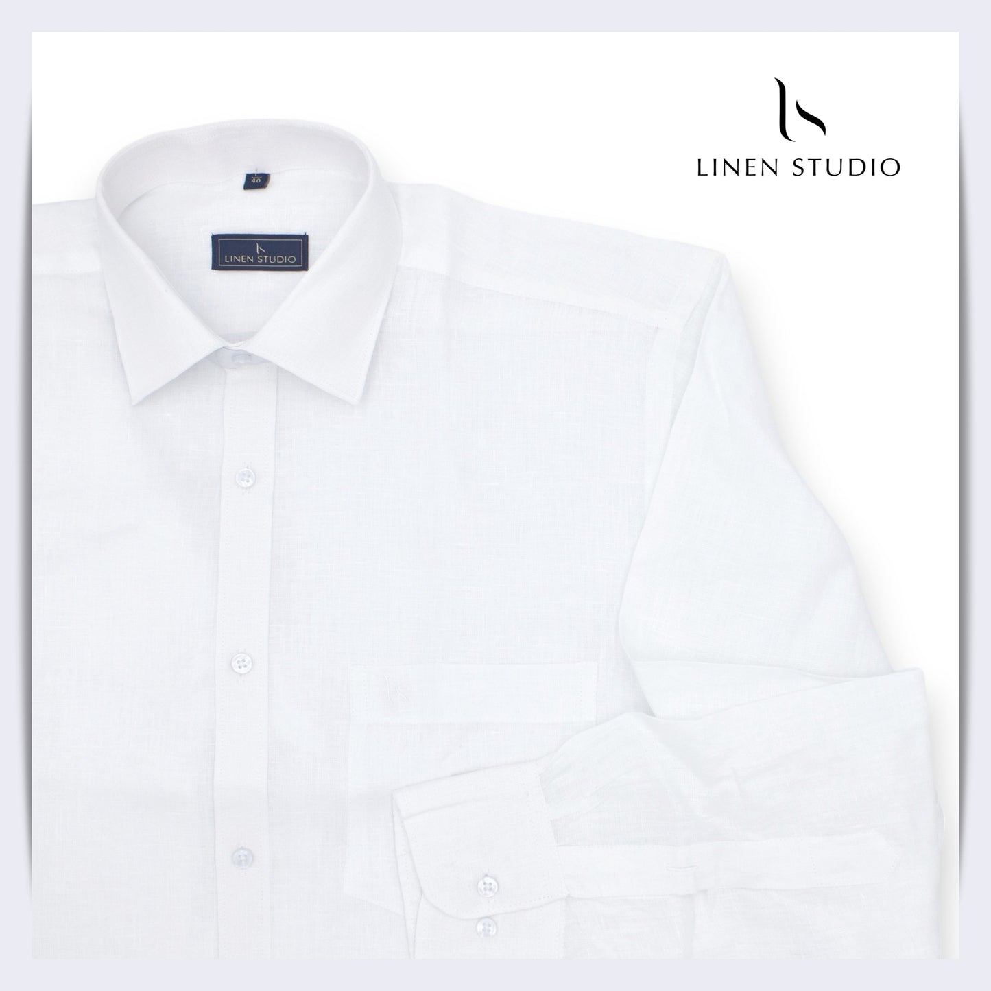 60 Lea White Readymade Pure Linen Shirt