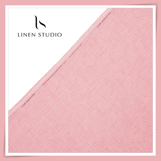 Burgoyne Exclusive 100 Lea Linen Shirting - Dark Pink Checks