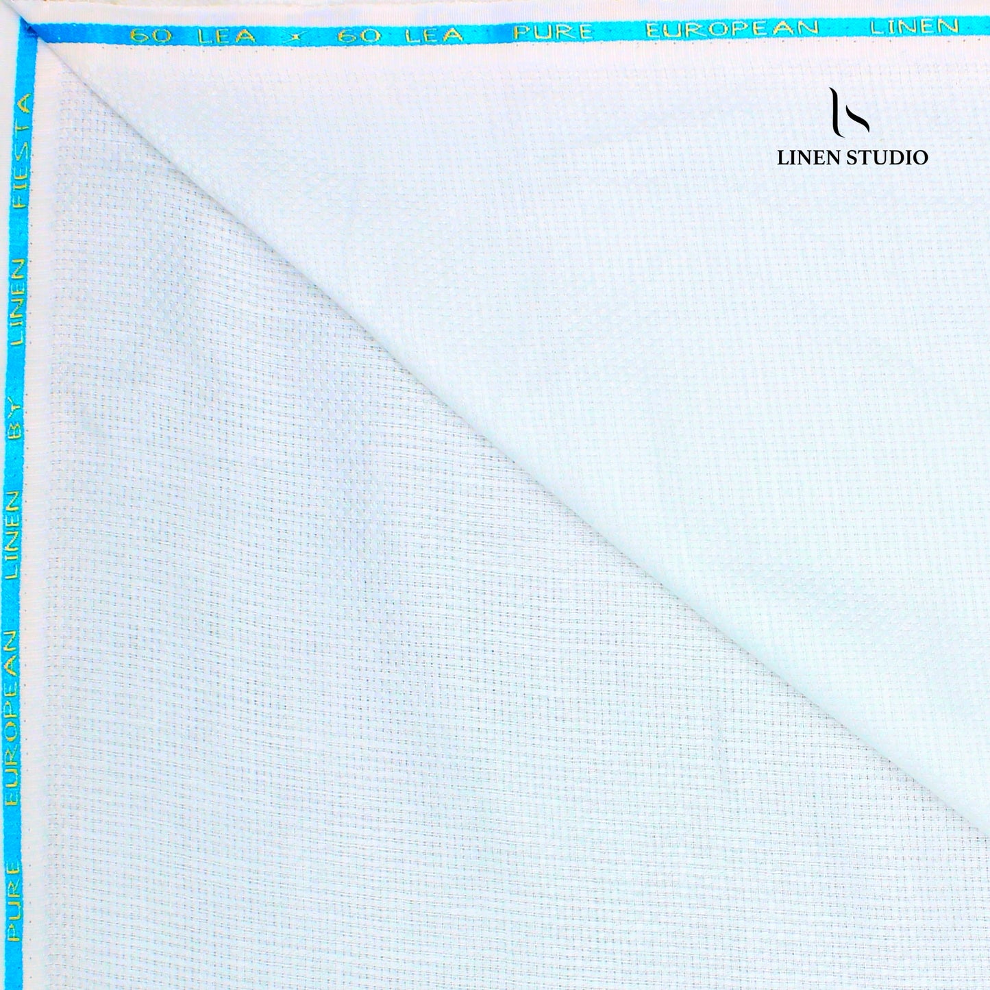 Linen Fiesta 60 Lea Self Netted Shirting - White (zoom in)