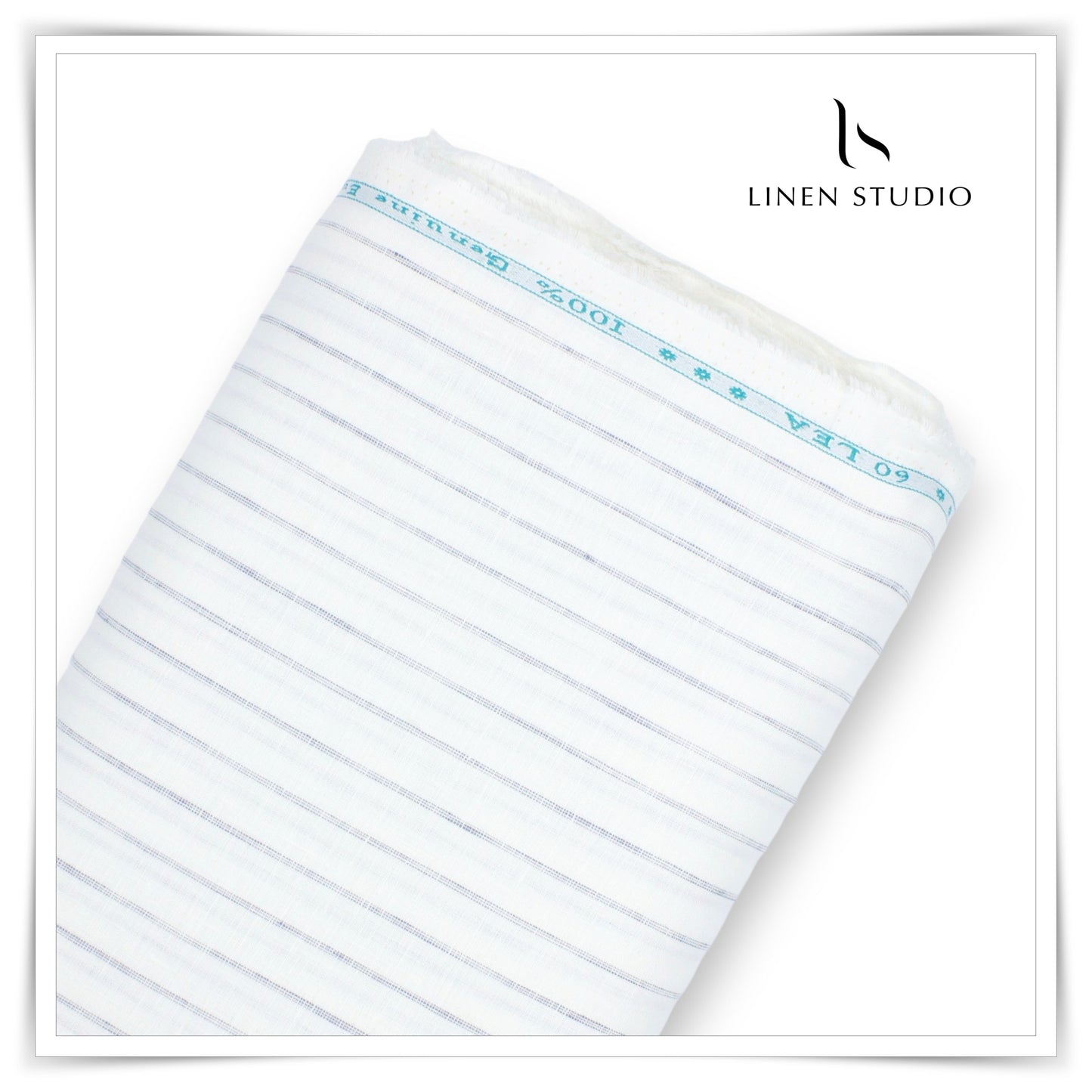 60 Lea Pure European Linen - White Stripes