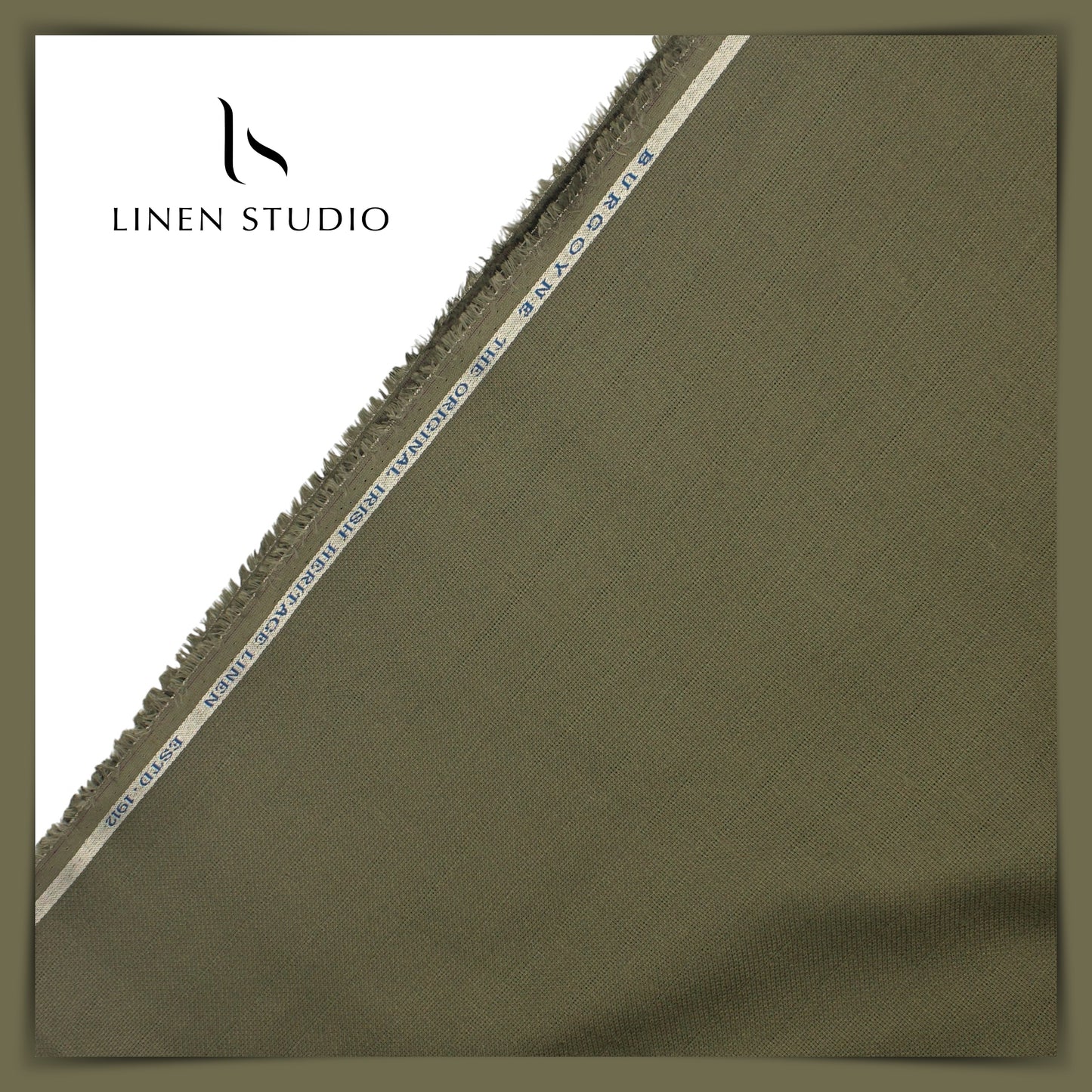 Burgoyne Netted with Self Stripe - Army Green (Zoom in) - Linen Studio