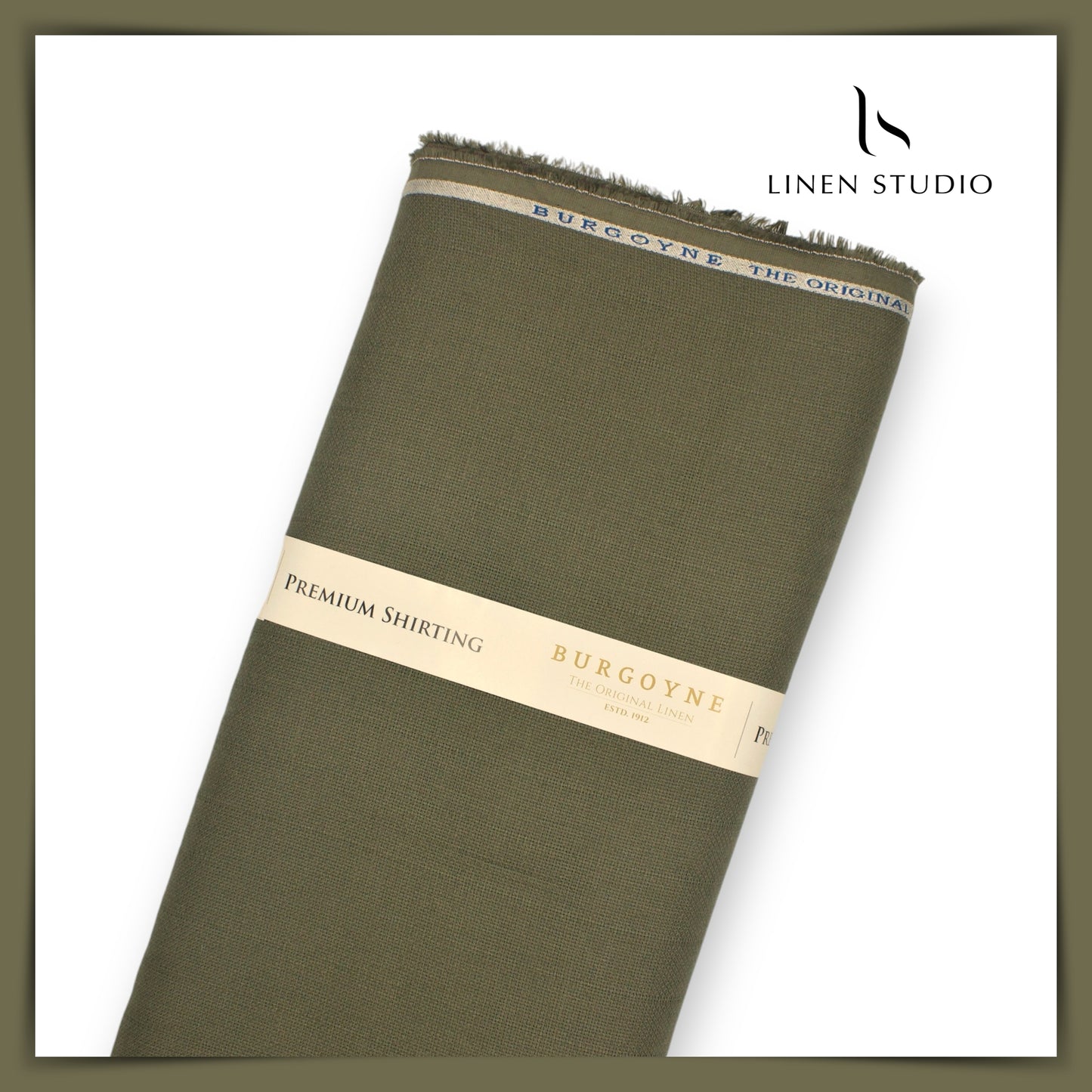 Burgoyne Netted with Self Stripe - Army Green (Zoom in) - Linen Studio