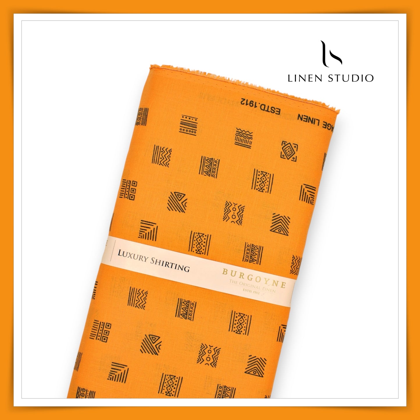 Burgoyne Pure Linen Printed Shirting - Golden Orange