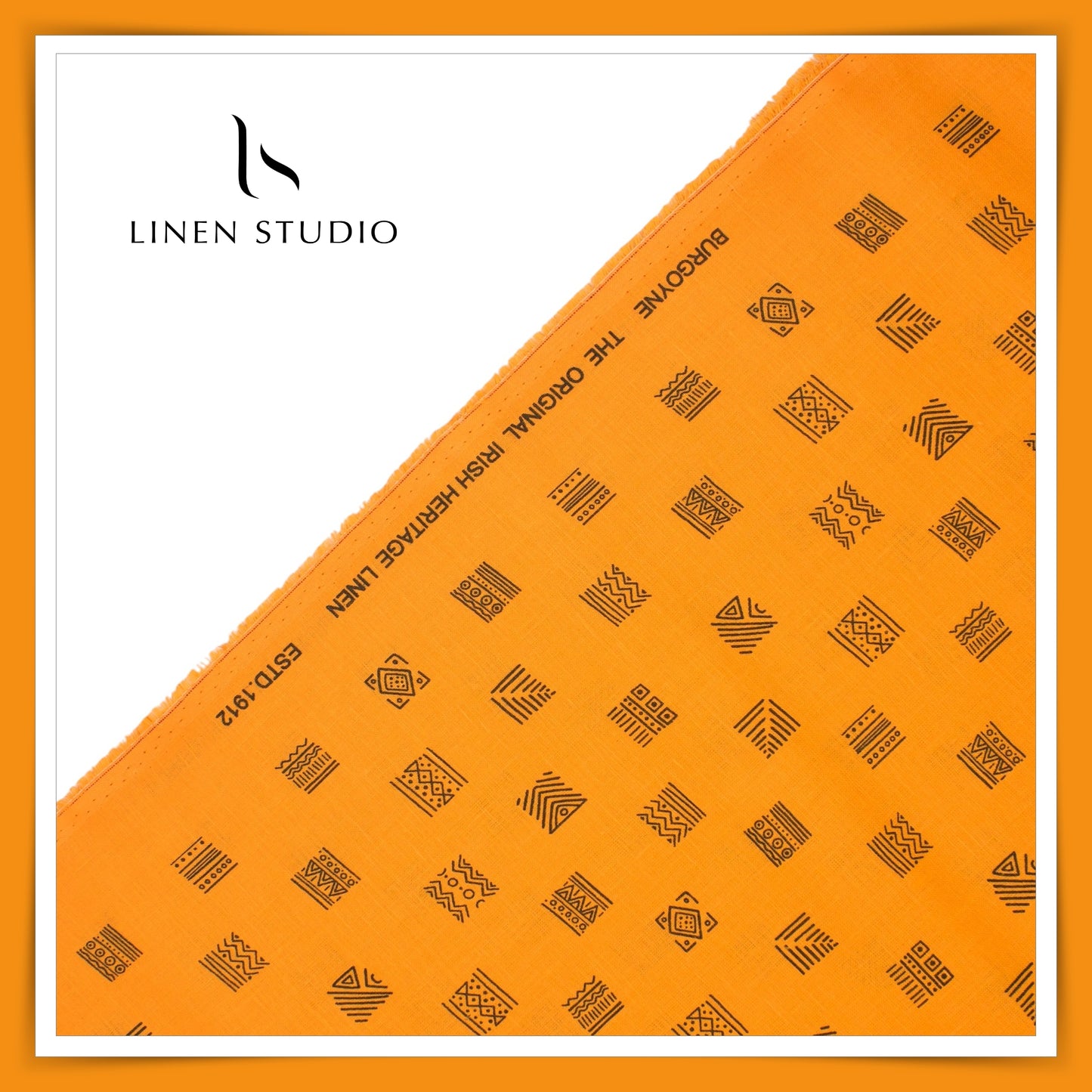 Burgoyne Pure Linen Printed Shirting - Golden Orange