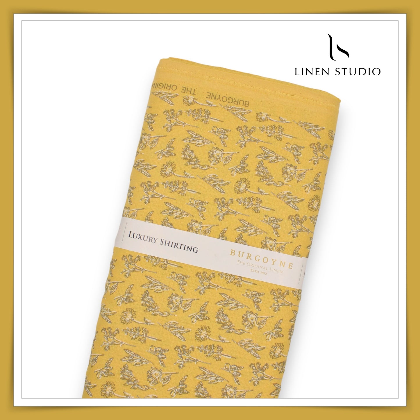 Burgoyne Pure Linen Printed Shirting - Golden Yellow