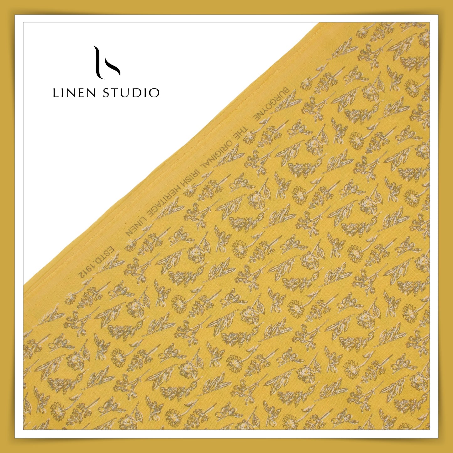 Burgoyne Pure Linen Printed Shirting - Golden Yellow