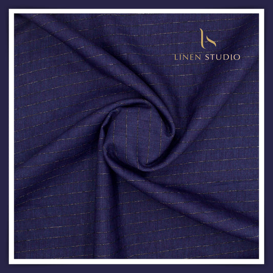 Burgoyne Pure Linen Shirting - Blue Stripes