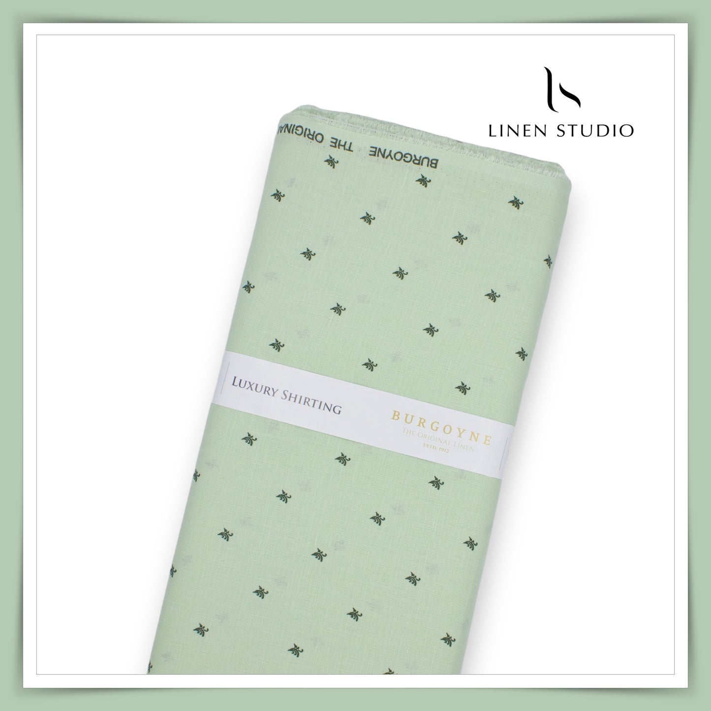 Burgoyne Pure Linen Printed Shirting - Mint Green