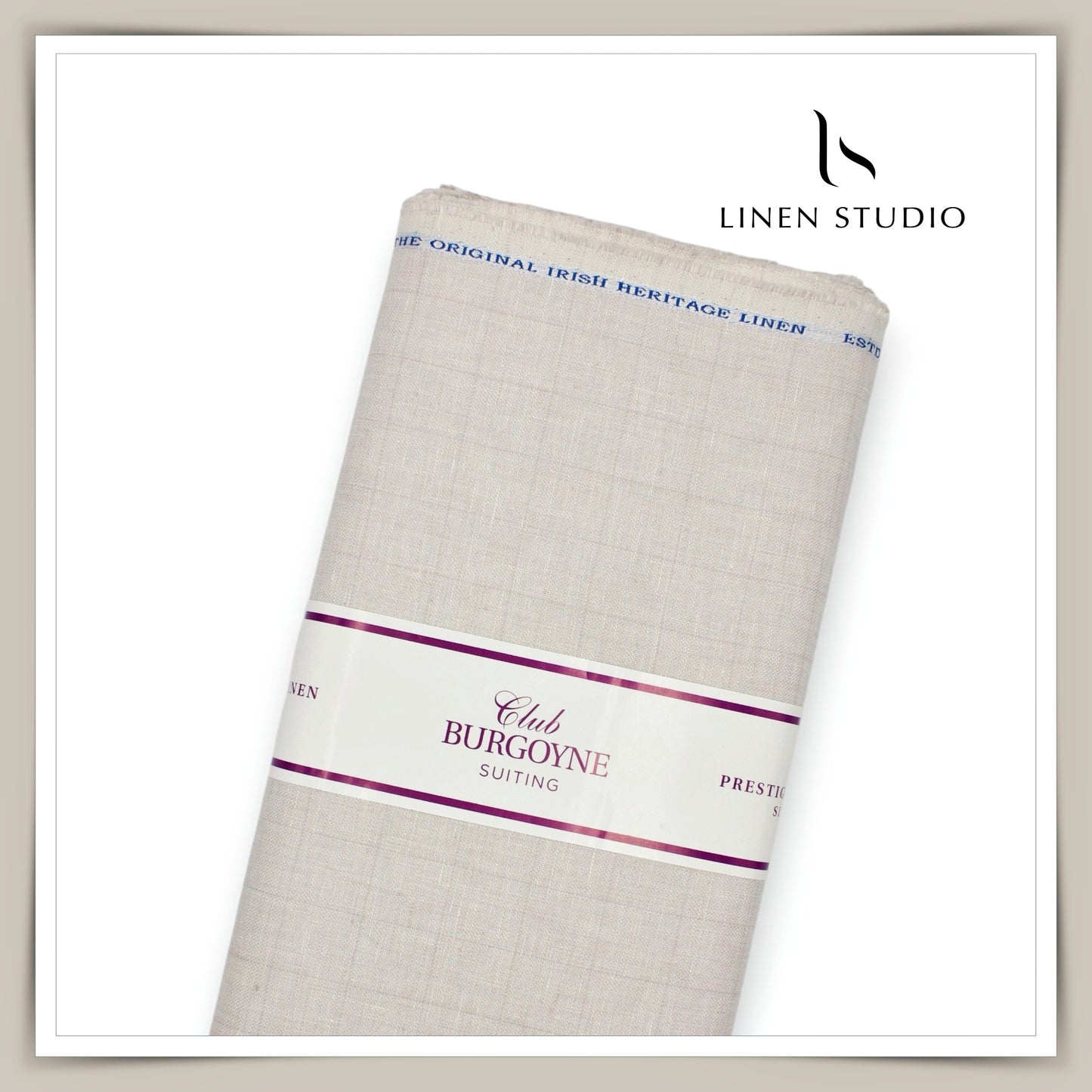 Burgoyne Pure Linen Checks Suiting - Cane Beige Self Checks