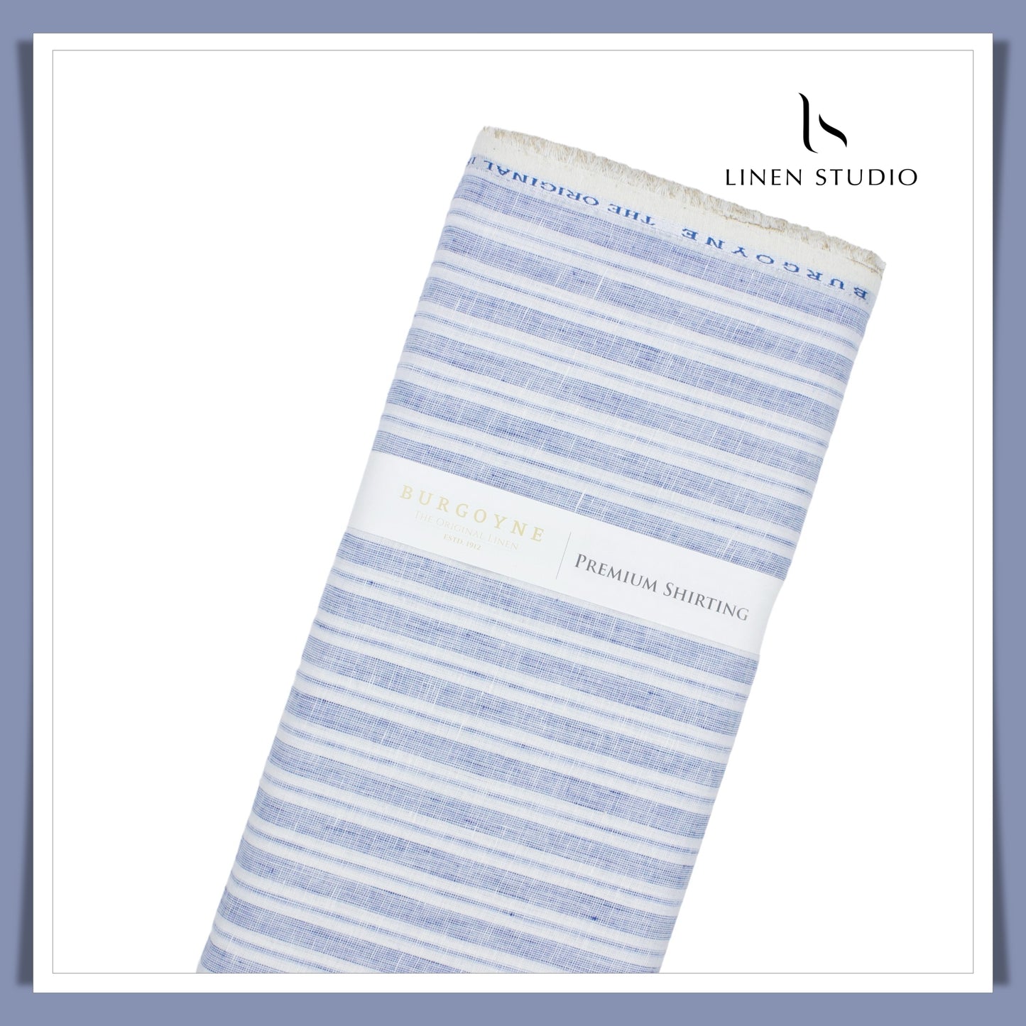 Burgoyne 70 Lea Premium Linen Stripes - White with Blue - Linen Studio