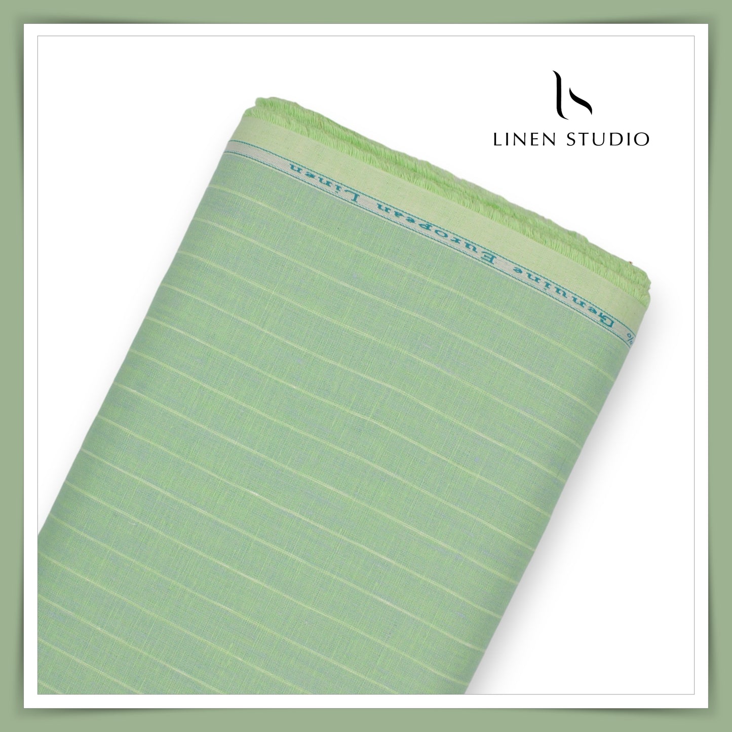 60 Lea Pure European Linen - Green Stripes