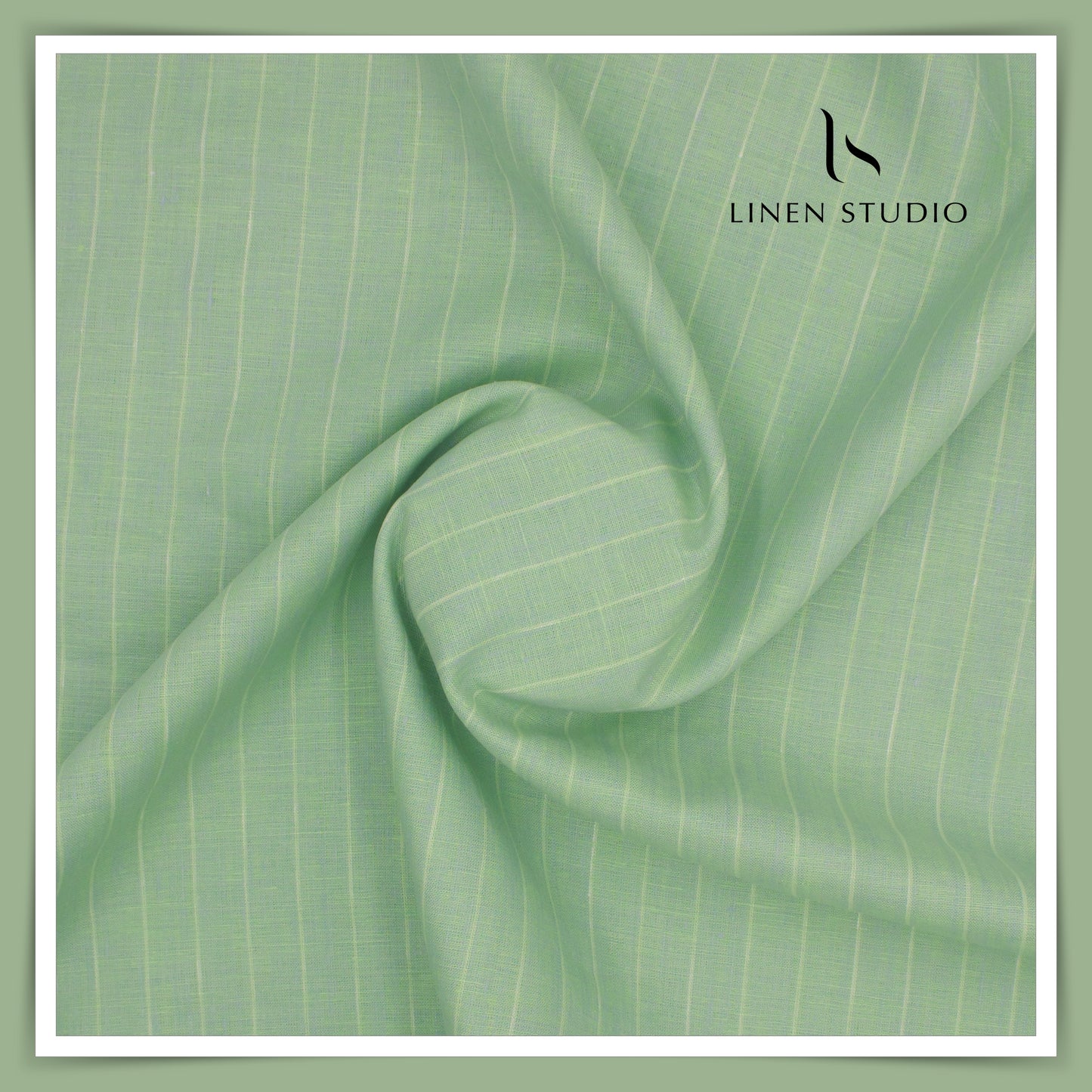 60 Lea Pure European Linen - Green Stripes