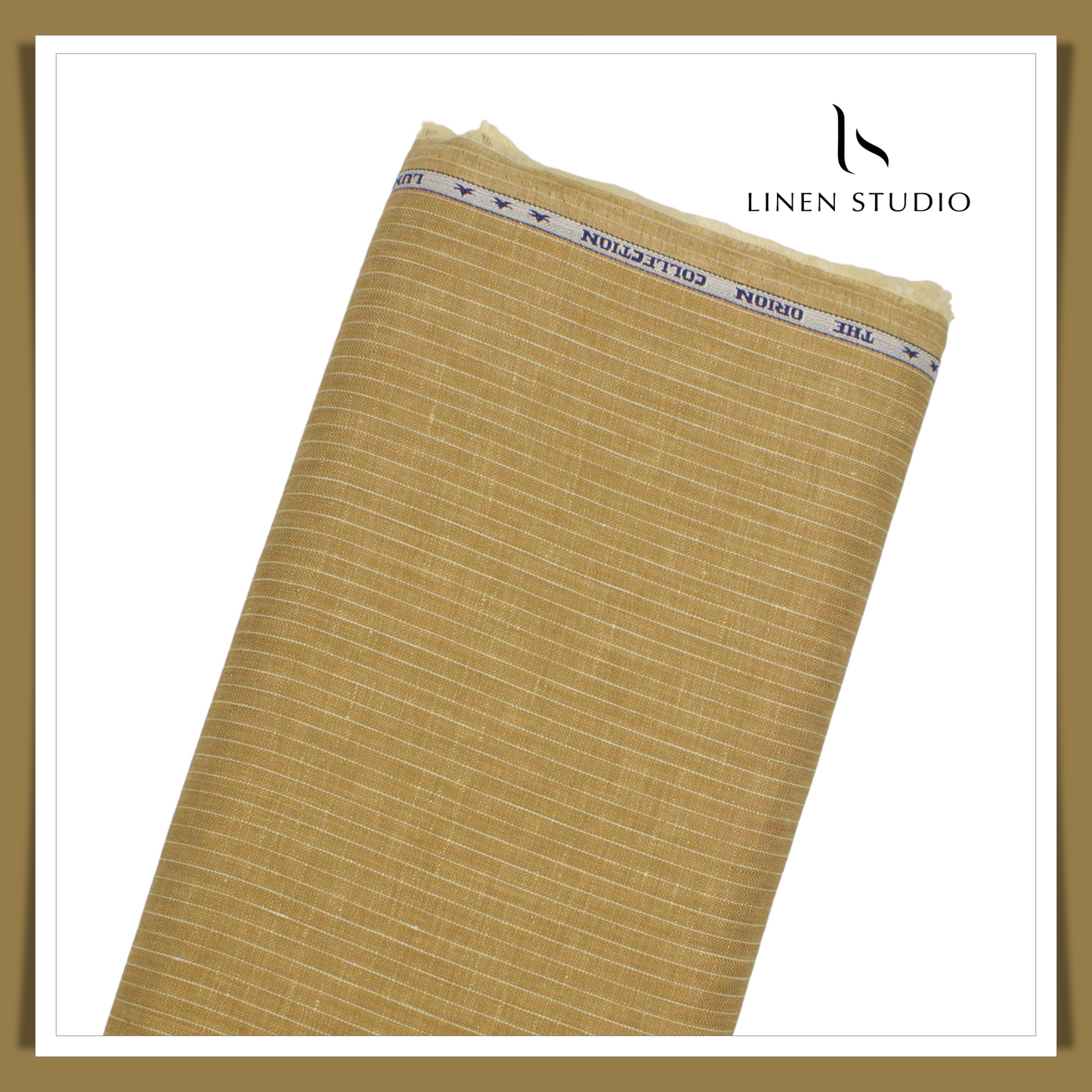 Raymonds Premium Linen Stripe Suiting - Brownish Gold