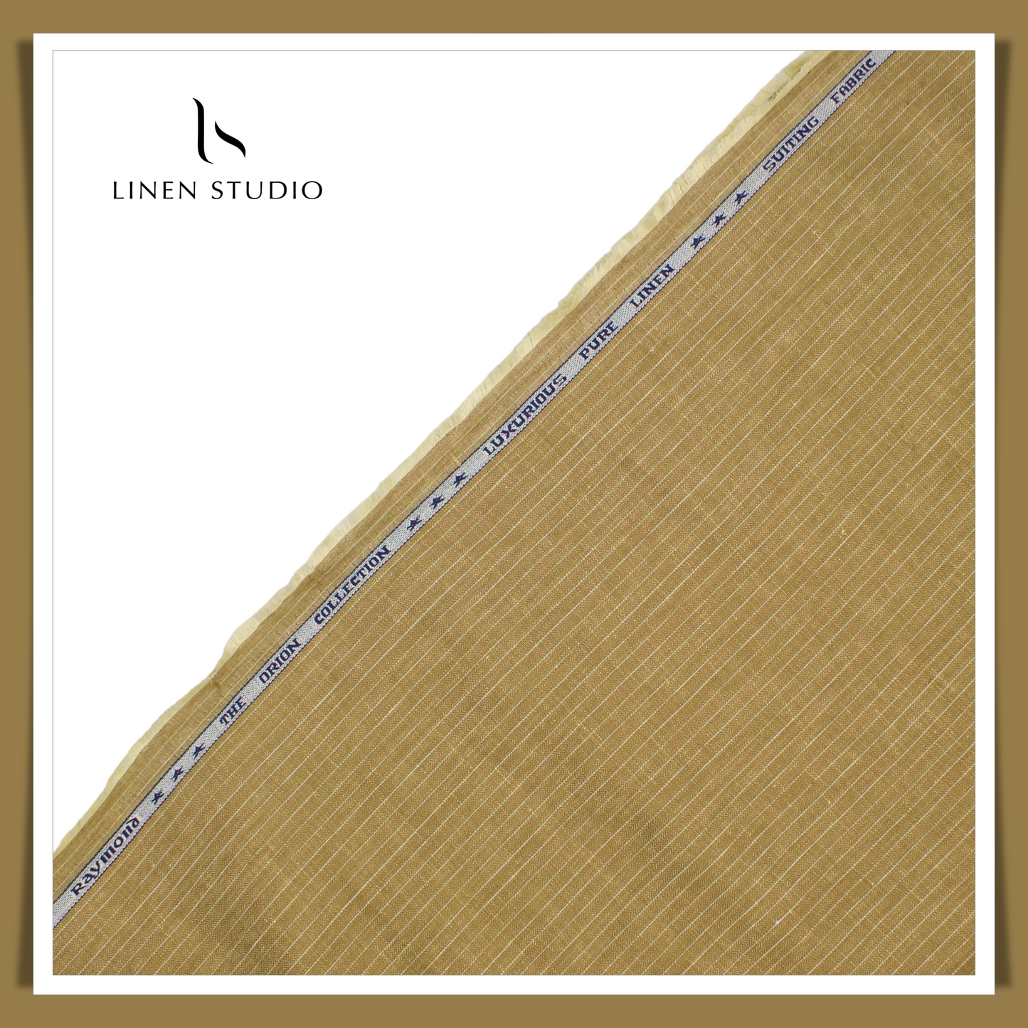 Raymonds Premium Linen Stripe Suiting - Brownish Gold