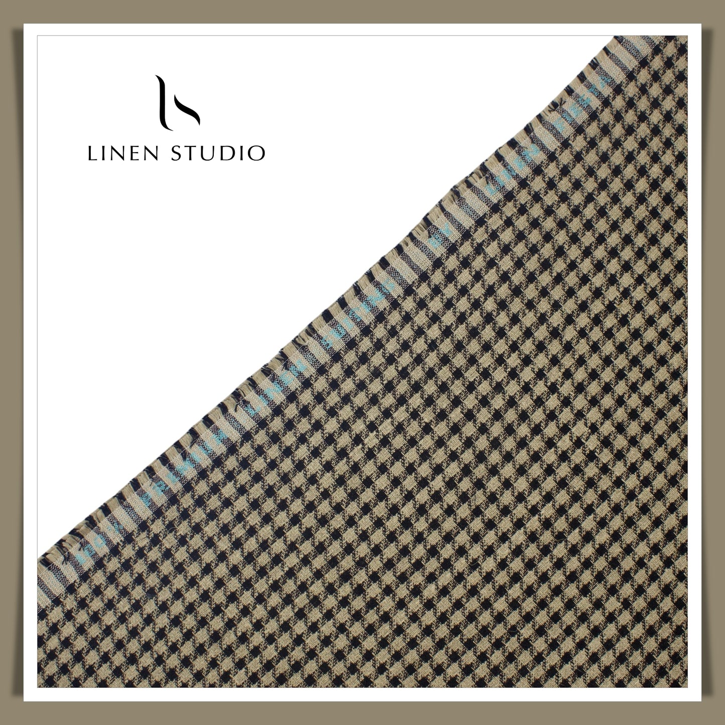 Tweed Pure Linen Jacket Fabric - Shephard's Checks 01 (Zoom in)