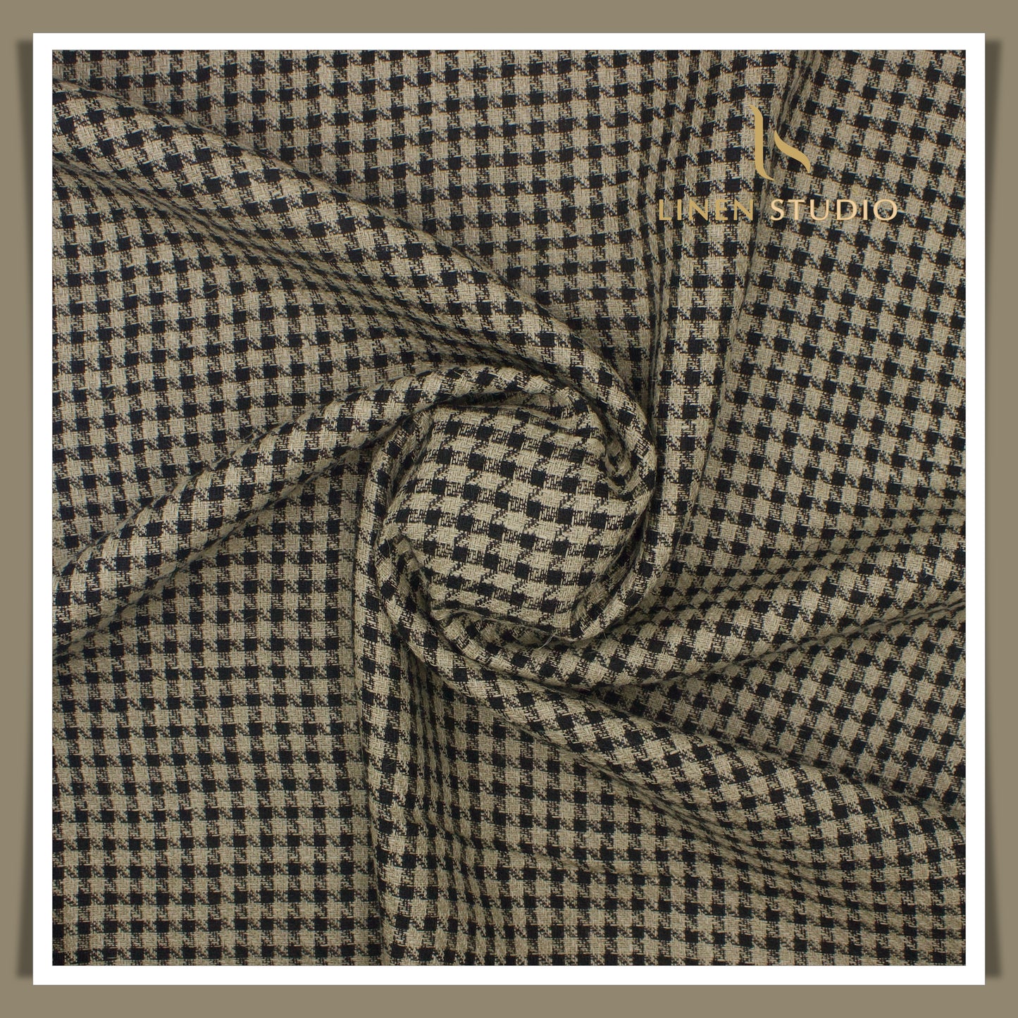 Tweed Pure Linen Jacket Fabric - Shephard's Checks 01 (Zoom in)