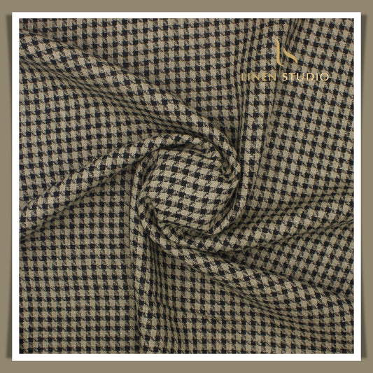 Tweed Pure Linen Jacket Fabric - Shephard's Checks 01 (Zoom in)