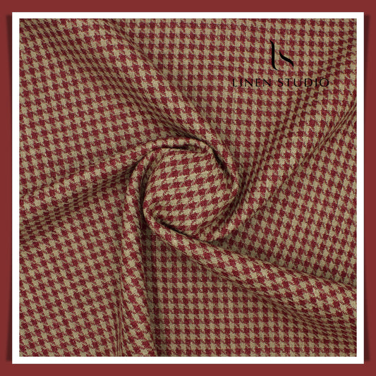 Tweed Pure Linen Jacket Fabric - Shephard's Checks 02 (Zoom in)