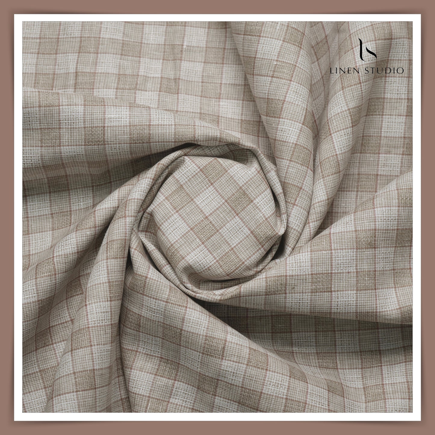 True Linen 60 Lea European Linen Shirting - Textured Checks