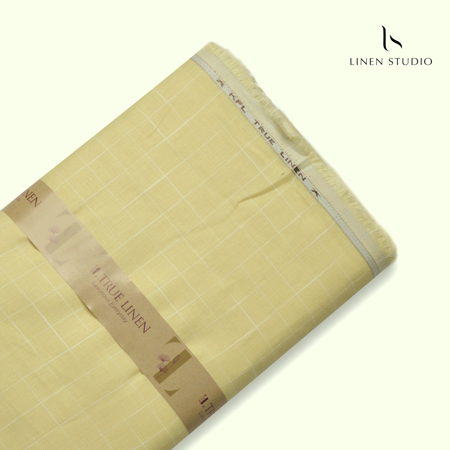 True Linen 60 Lea European Linen Shirting - Yellow Checks