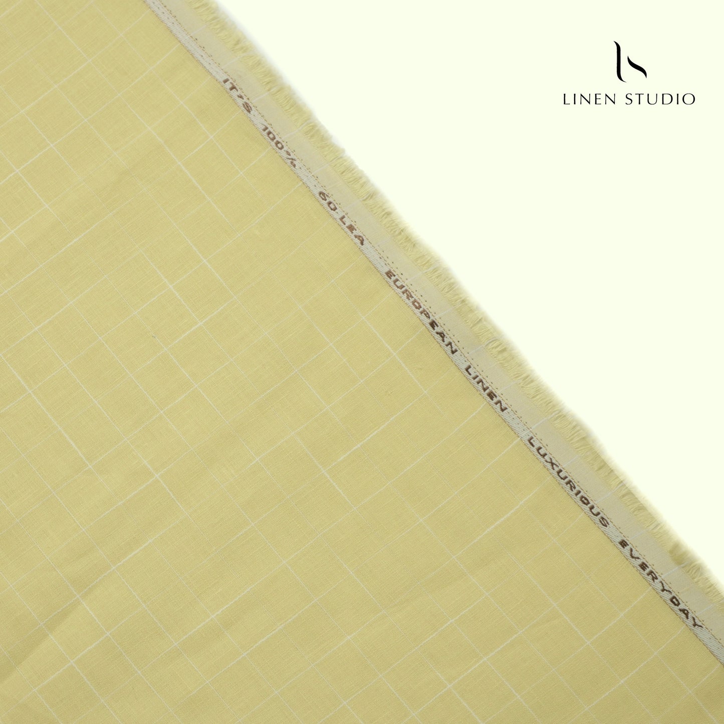 True Linen 60 Lea European Linen Shirting - Yellow Checks