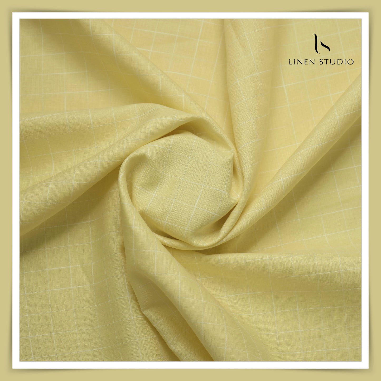 True Linen 60 Lea European Linen Shirting - Yellow Checks