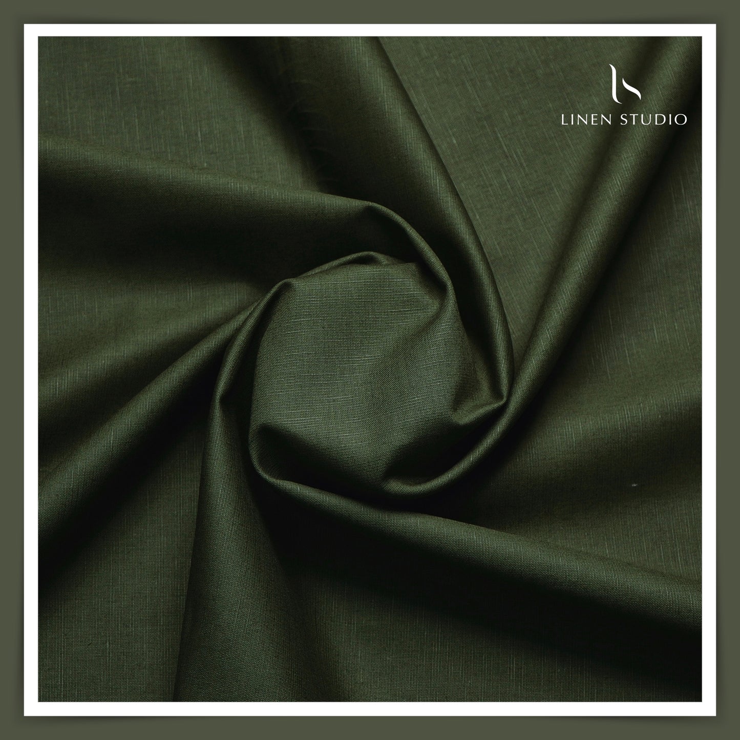 Cotton 60% blended with Linen 40% - Dark Green