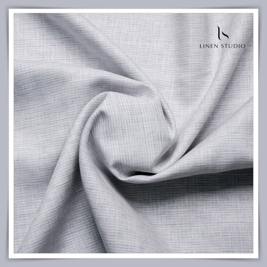 True Linen 60 Lea European Linen Shirting - Subtle Grey Lines