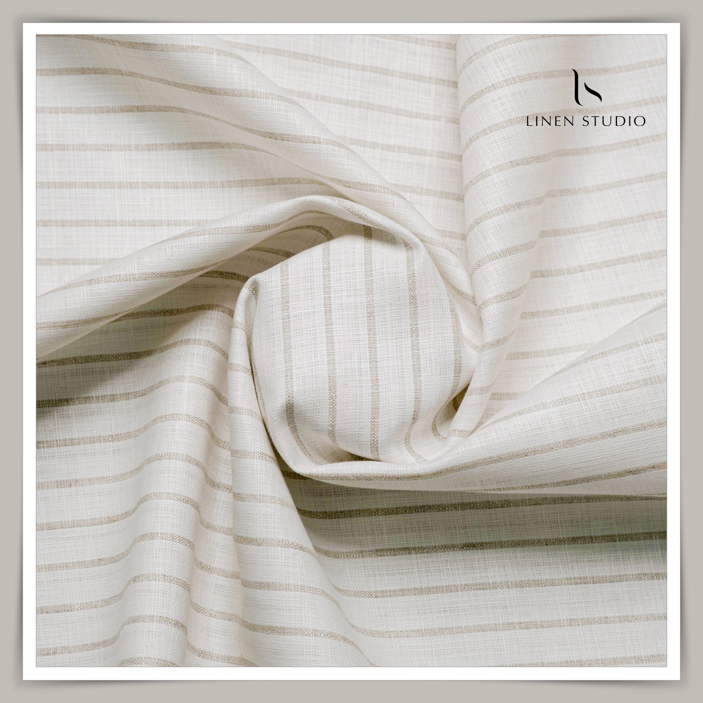 True Linen 60 Lea European Linen Shirting - Natural Stripes