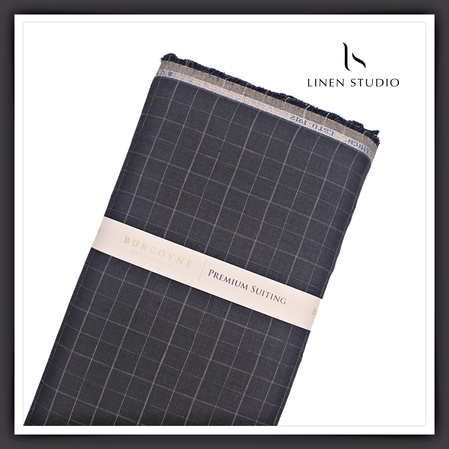 Burgoyne Pure Linen Checks Suiting - Black with White