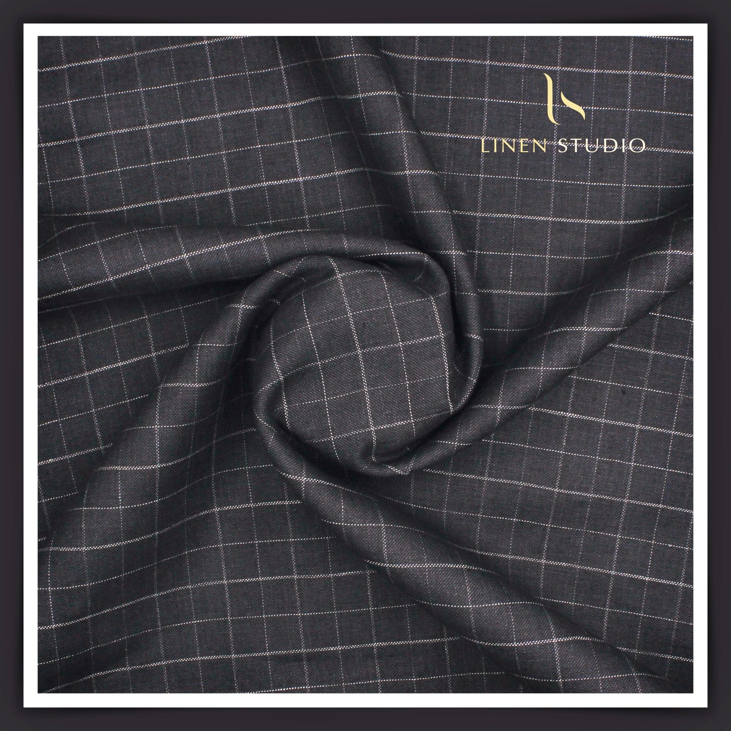 Burgoyne Pure Linen Checks Suiting - Black with White