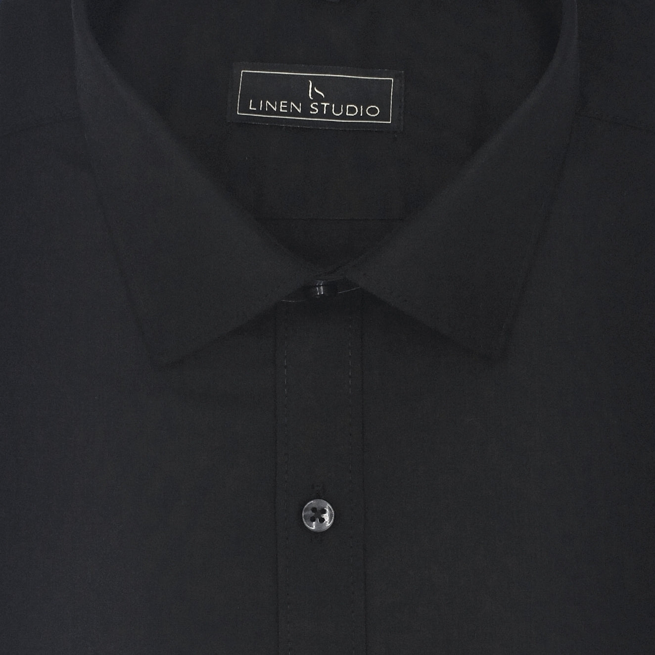 Pure Cotton 60's Count Plain Shirt - Jet Black - Linen Studio