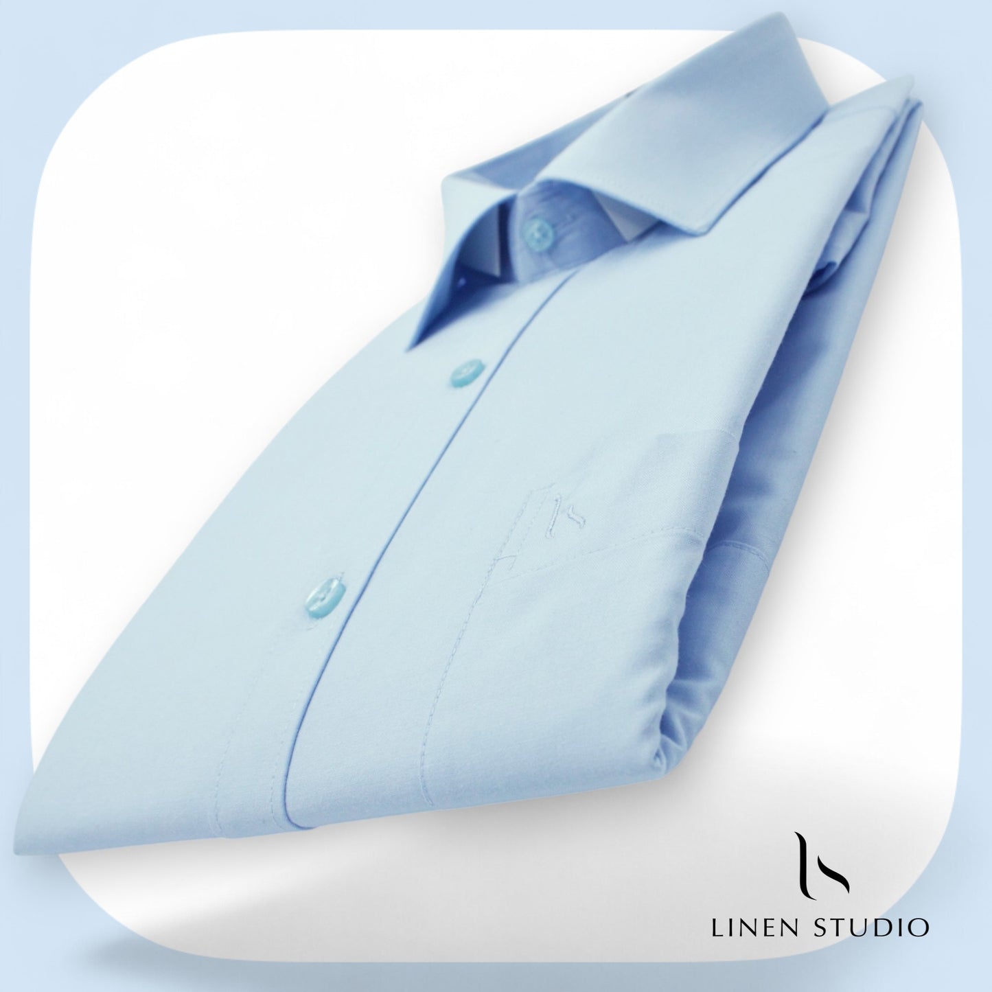 Pure Cotton 40's Count Plain Shirt - Sky Blue - Linen Studio