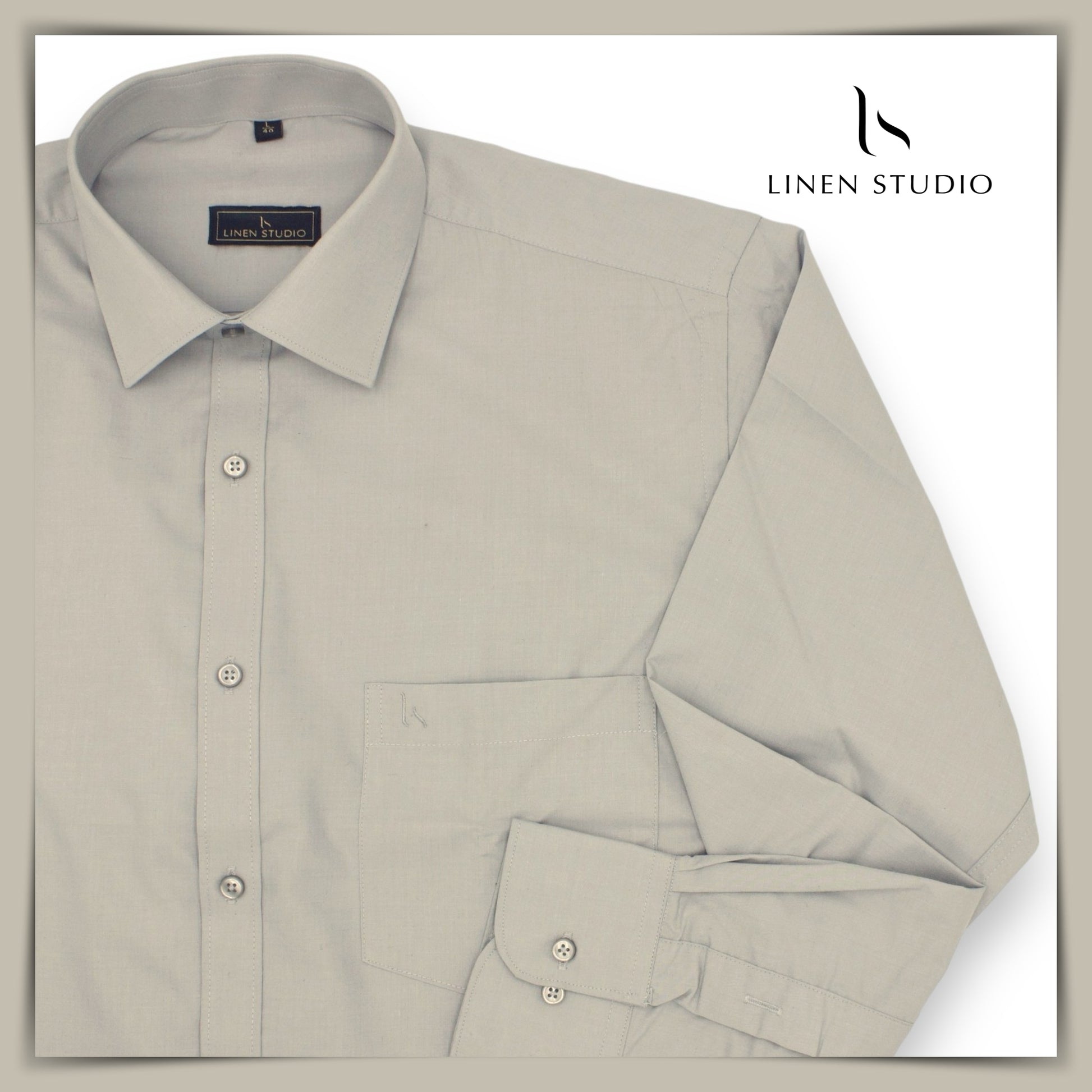 Pure Cotton 60's Count Plain Shirt - Steel Grey - Linen Studio