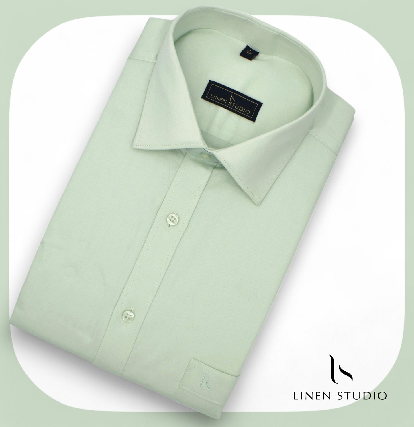 Pure Cotton 60's Count Plain Shirt - Sea Green - Linen Studio