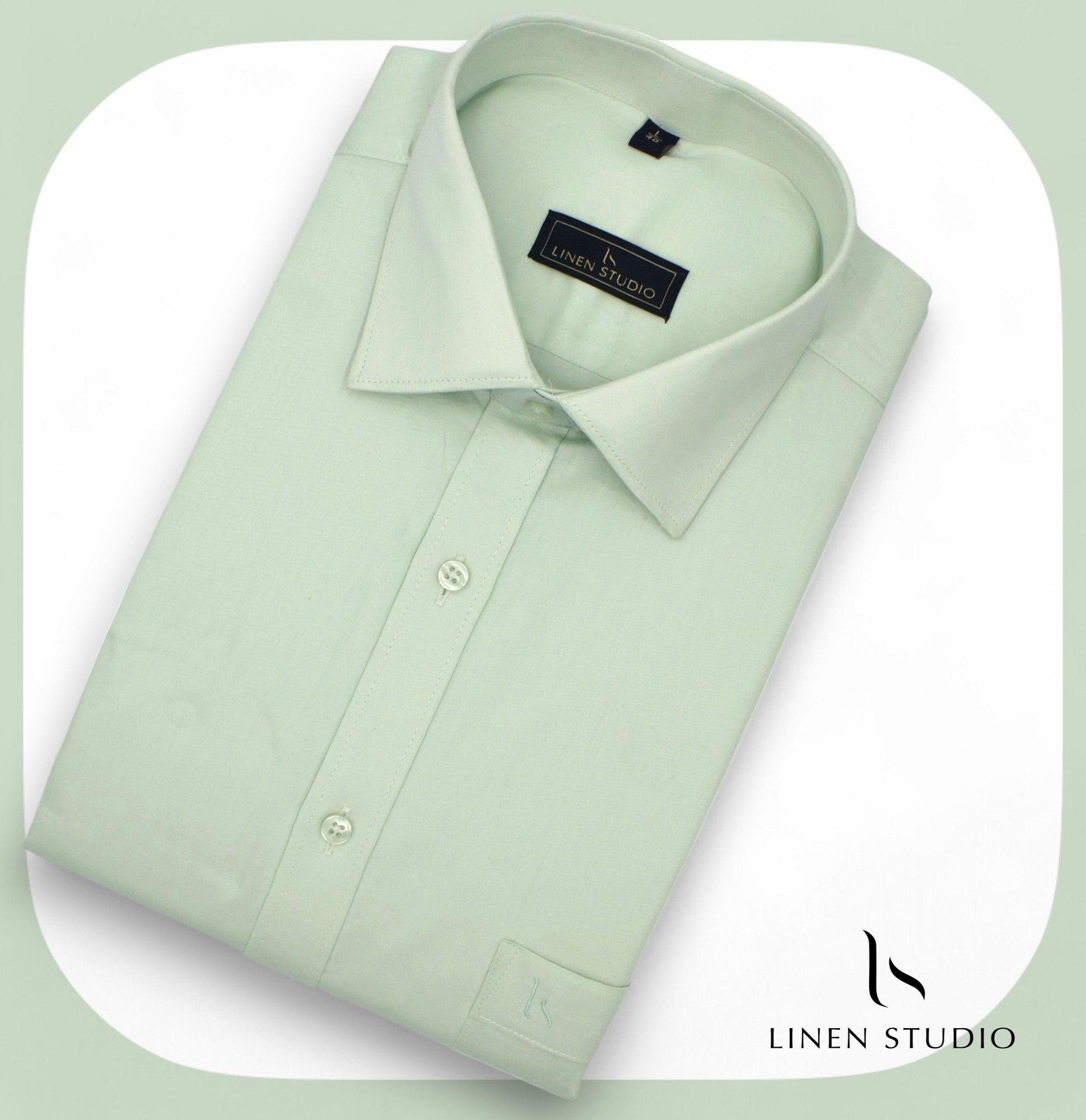 Pure Cotton 60's Count Plain Shirt - Sea Green - Linen Studio