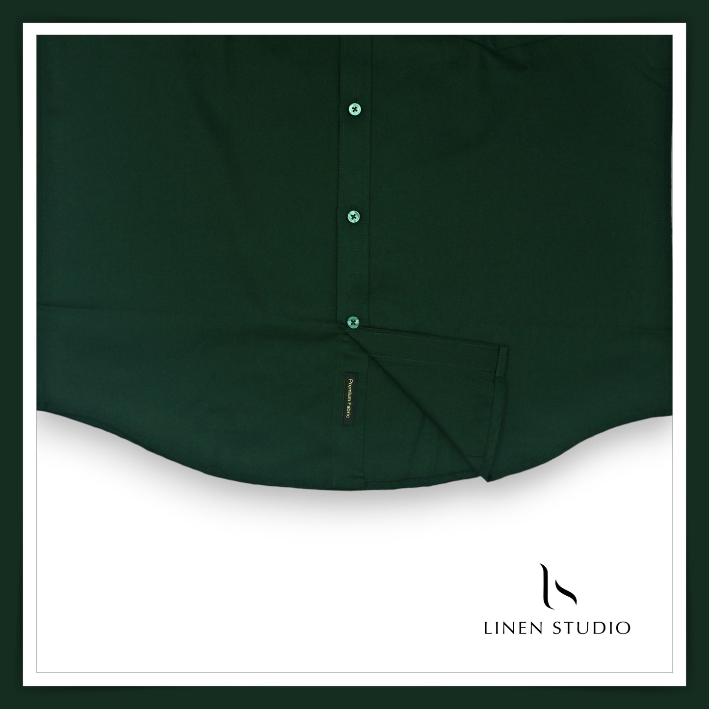 Pure Cotton 60's Count Plain Shirt - Emerald Green - Linen Studio