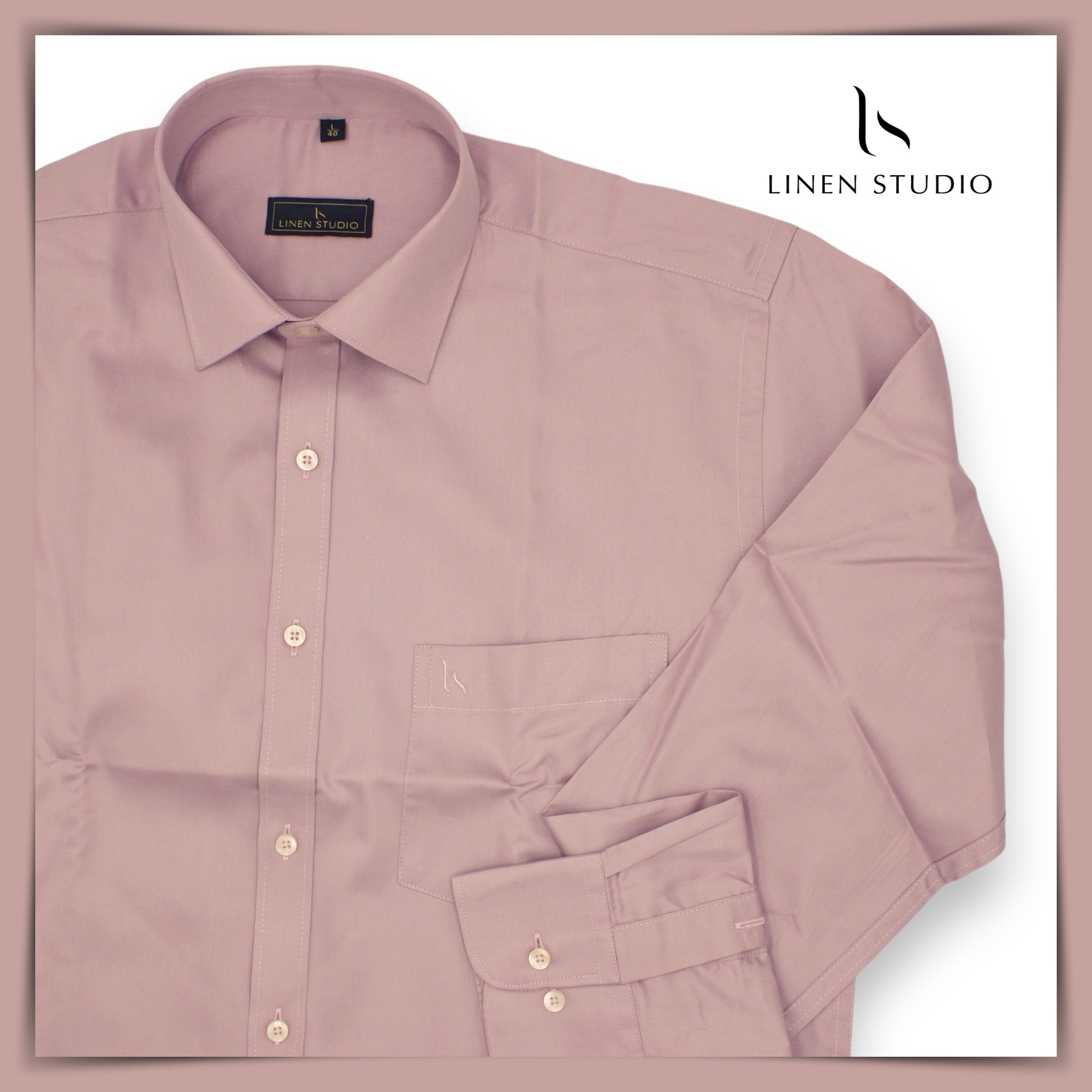 Pure Cotton 60's Count Plain Shirt - Crepe Pink - Linen Studio