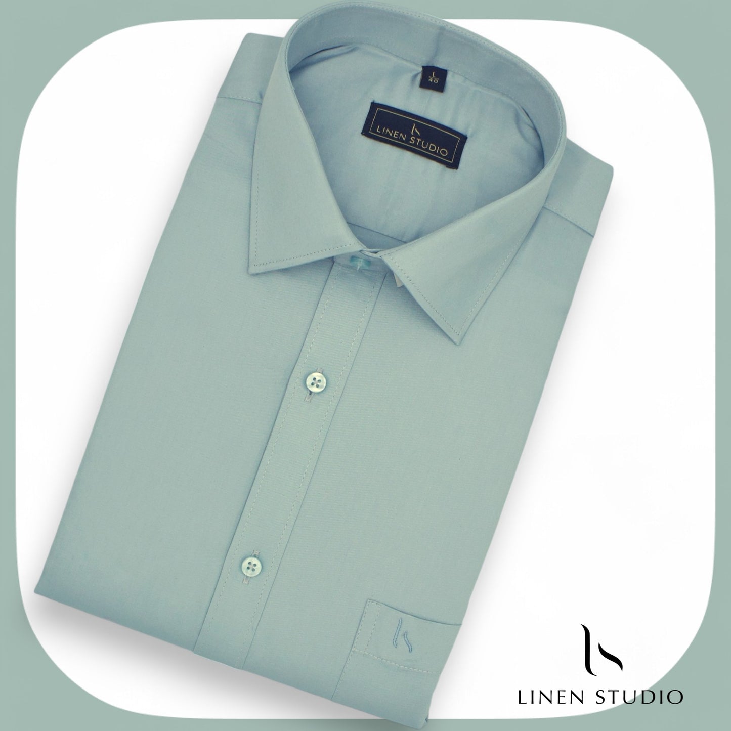 Pure Cotton 60's Count Plain Shirt - Marine Green