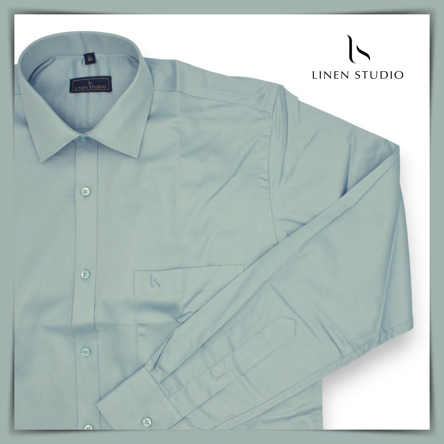 Pure Cotton 60's Count Plain Shirt - Marine Green