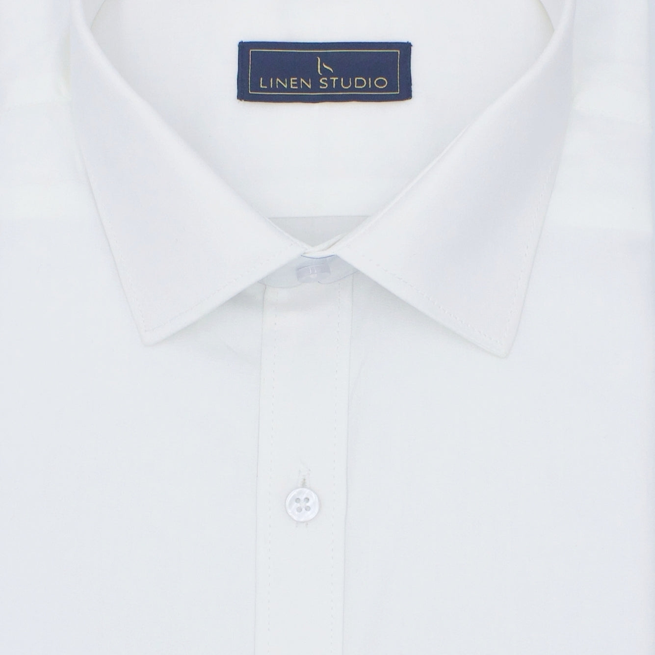 Pure Cotton 100's Count Plain Shirt -  Pure White - Linen Studio