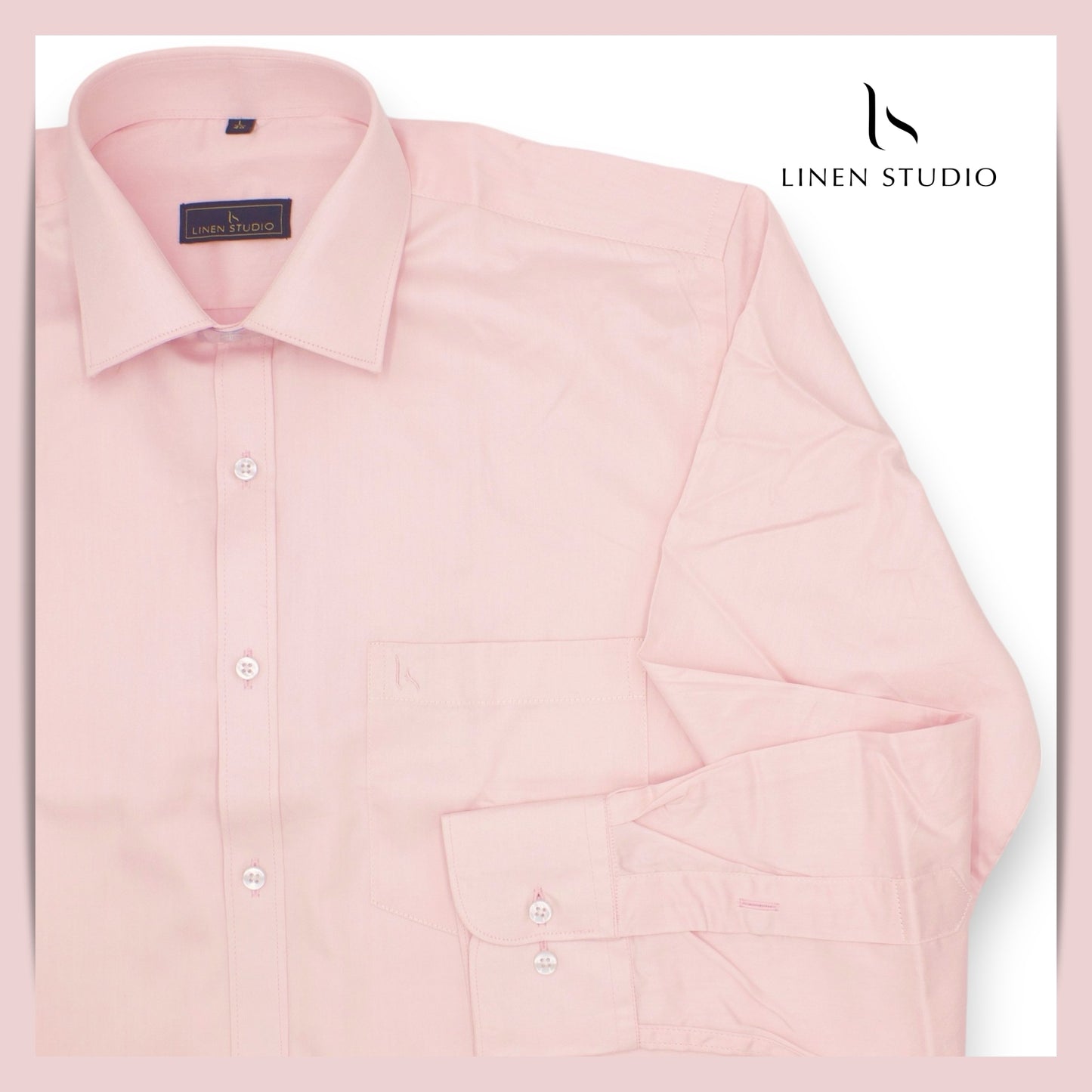 Pure Cotton 100's Count Plain Shirt - Light Pink