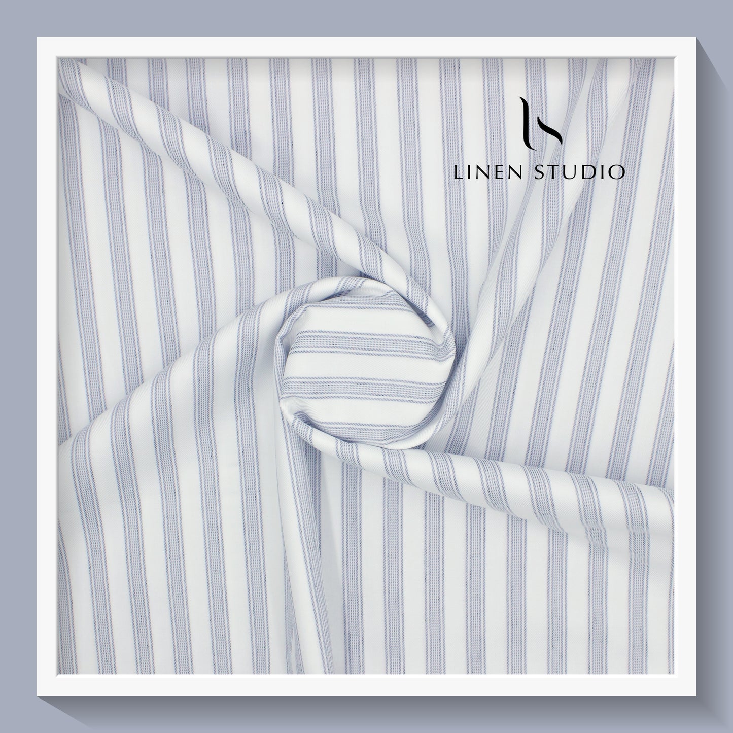 Luthai Supima Cotton White with Blue Fancy Stripes