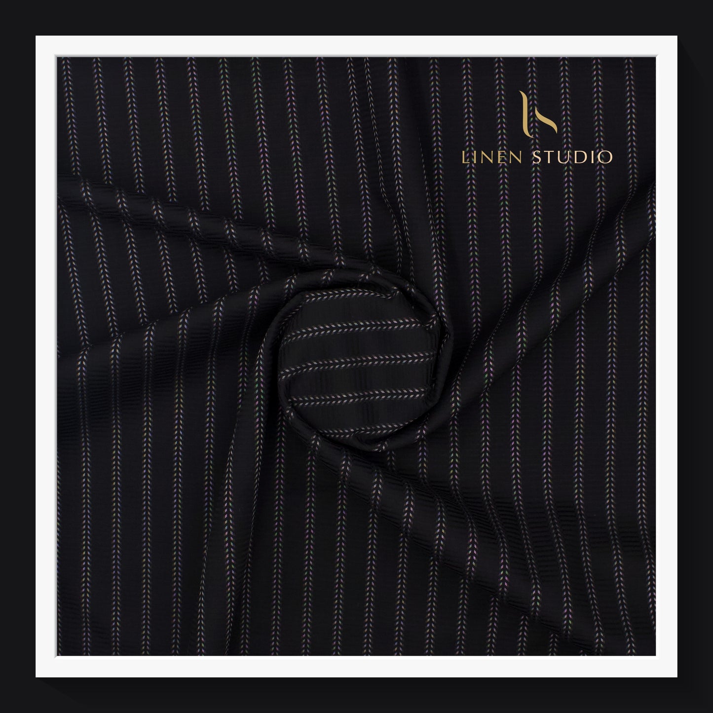 Luthai Infinity Black Fancy Stripes with Texture - Supima Cotton (zoom in)