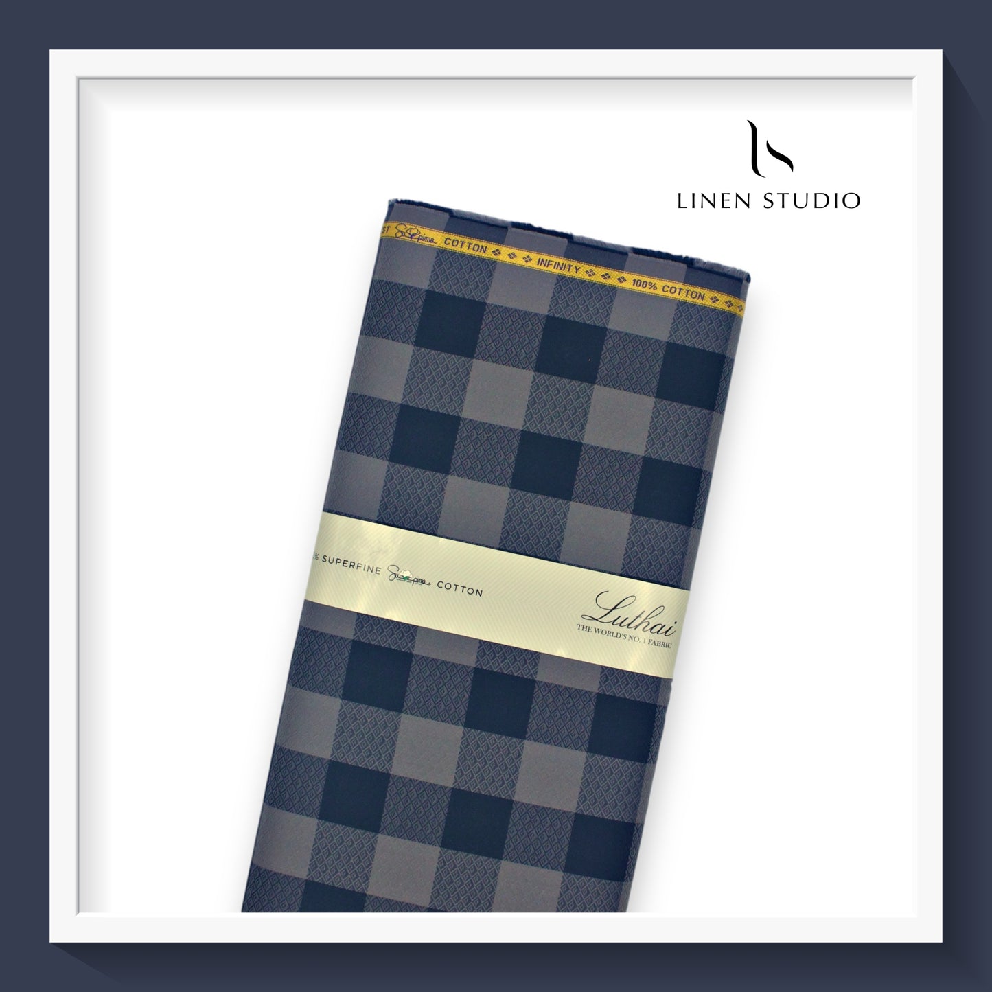 Luthai Infinity Fancy Checks with Texture - Supima Cotton (zoom in)