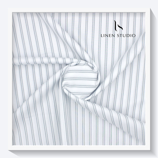 Luthai Infinity White Fancy Stripes with Texture - Supima Cotton (zoom in)