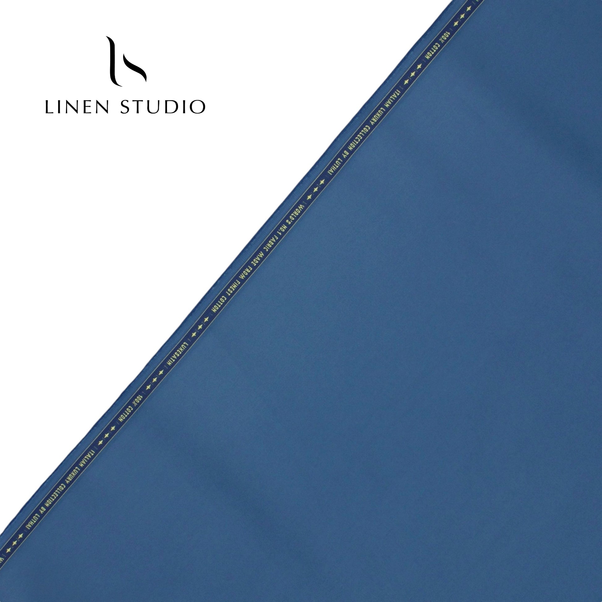 Luthai Luxesatin  100% Cotton Satin Shirting  - Metallic Blue - Linen Studio