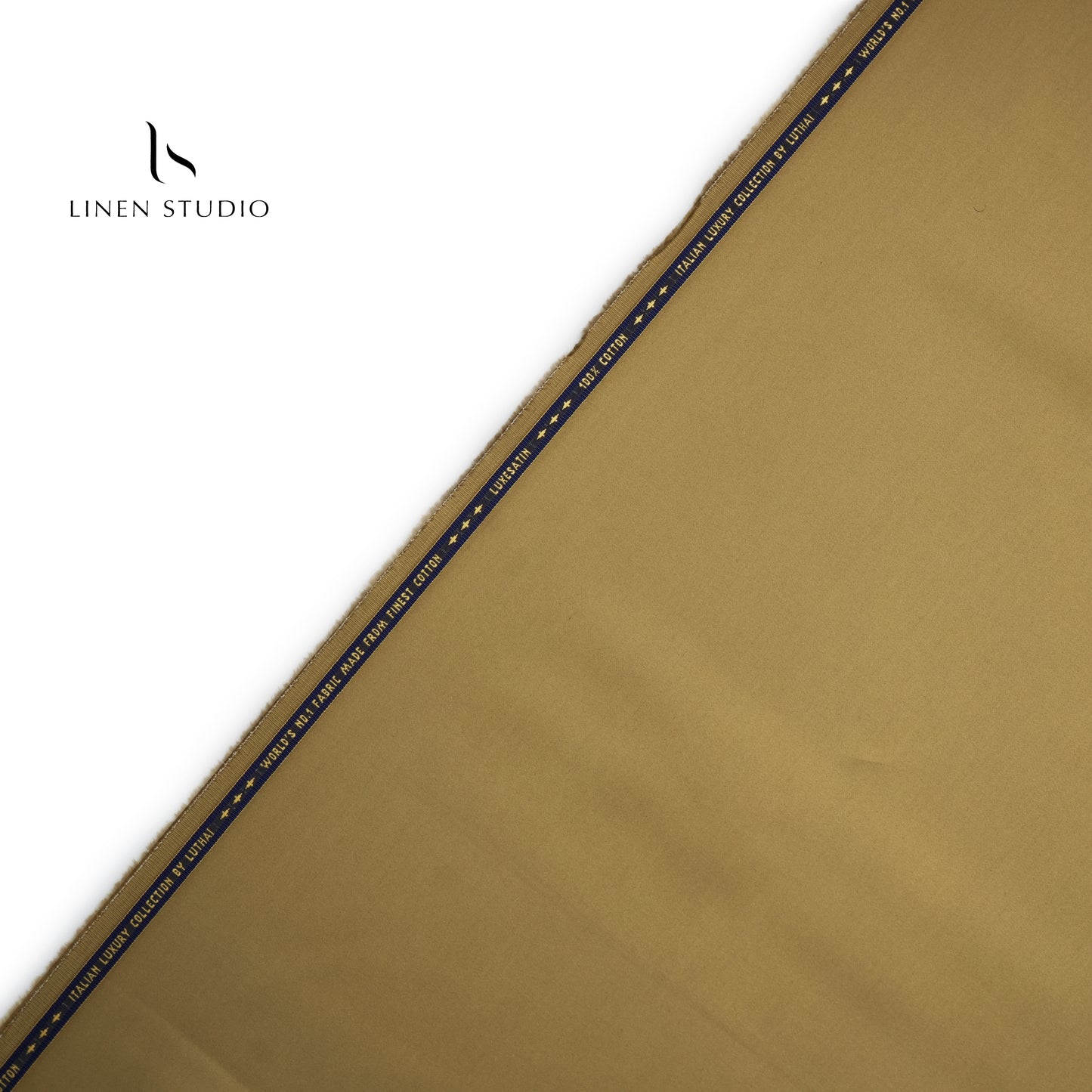 Luthai 100% Cotton Luxesatin Shirting  - Mettalic Gold - Linen Studio